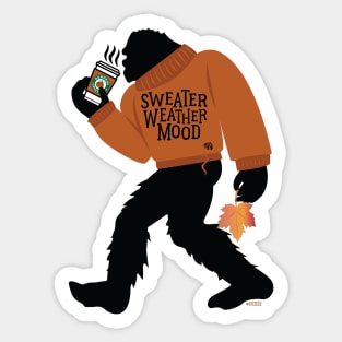 Sweater Weather Bigfoot With Pumpkin Spice Latte Sticker